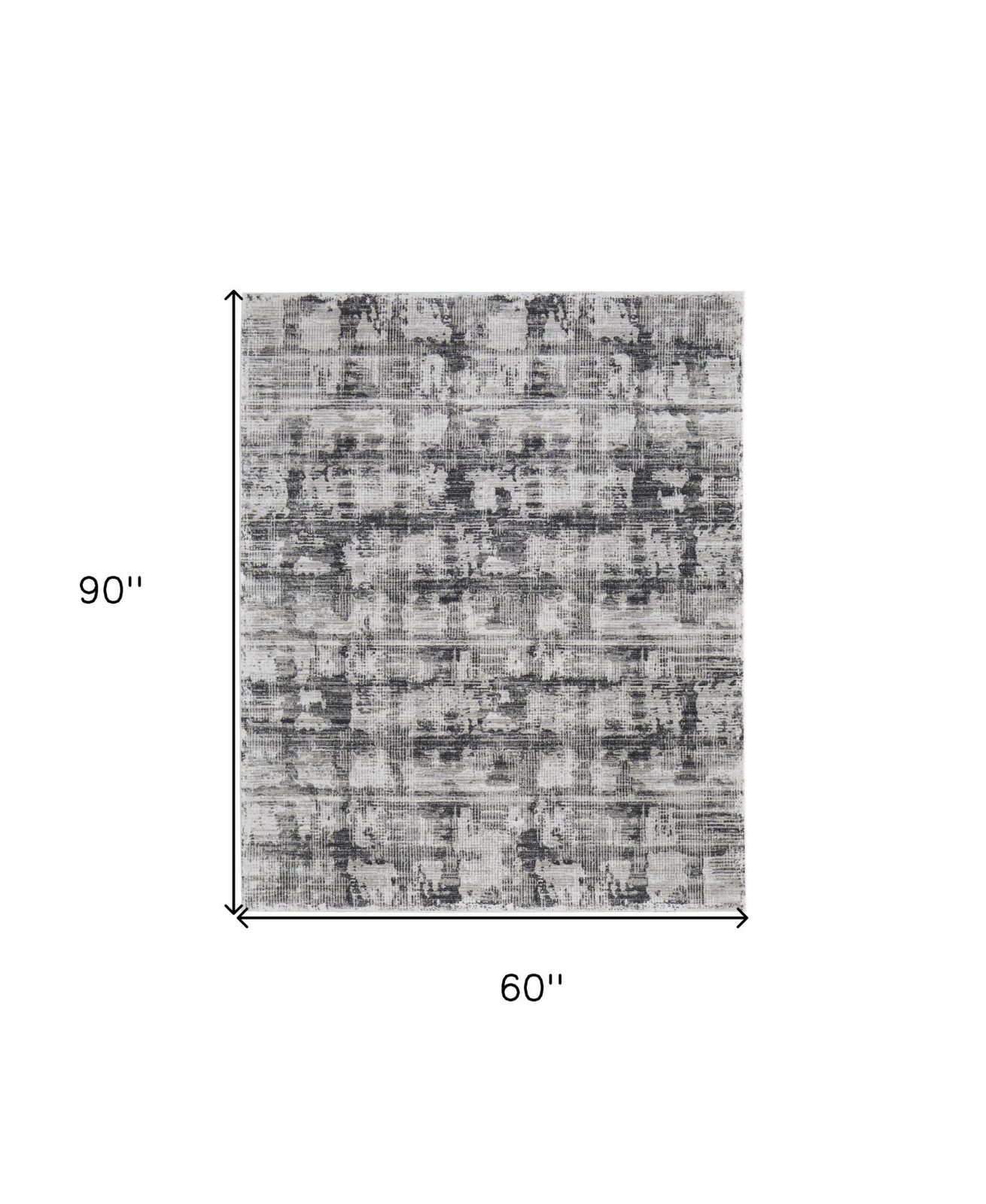 5′ X 8′ Gray and Ivory Abstract Area Rug
