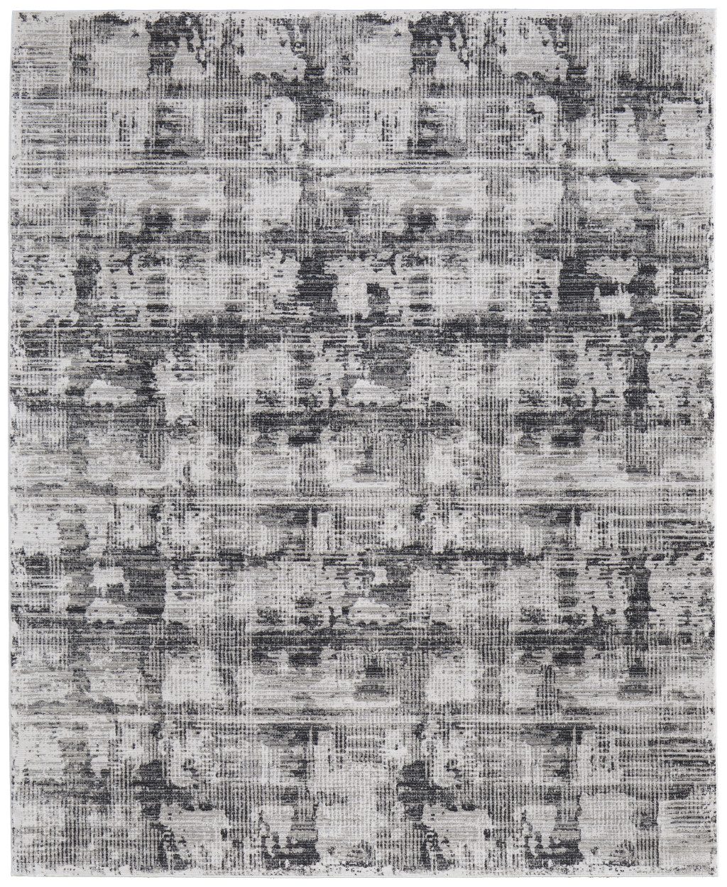 7′ X 10′ Gray and Ivory Abstract Area Rug