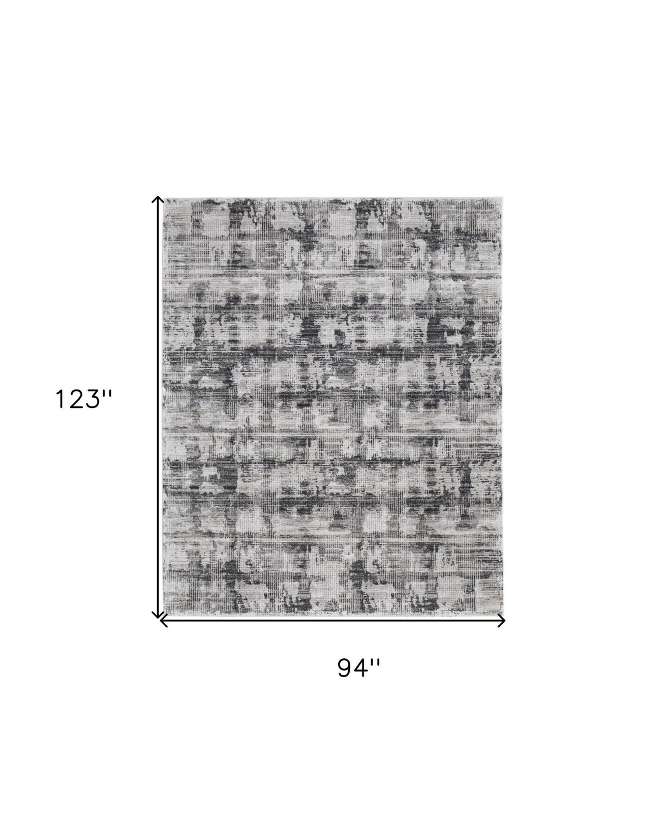 8′ X 10′ Gray and Ivory Abstract Area Rug