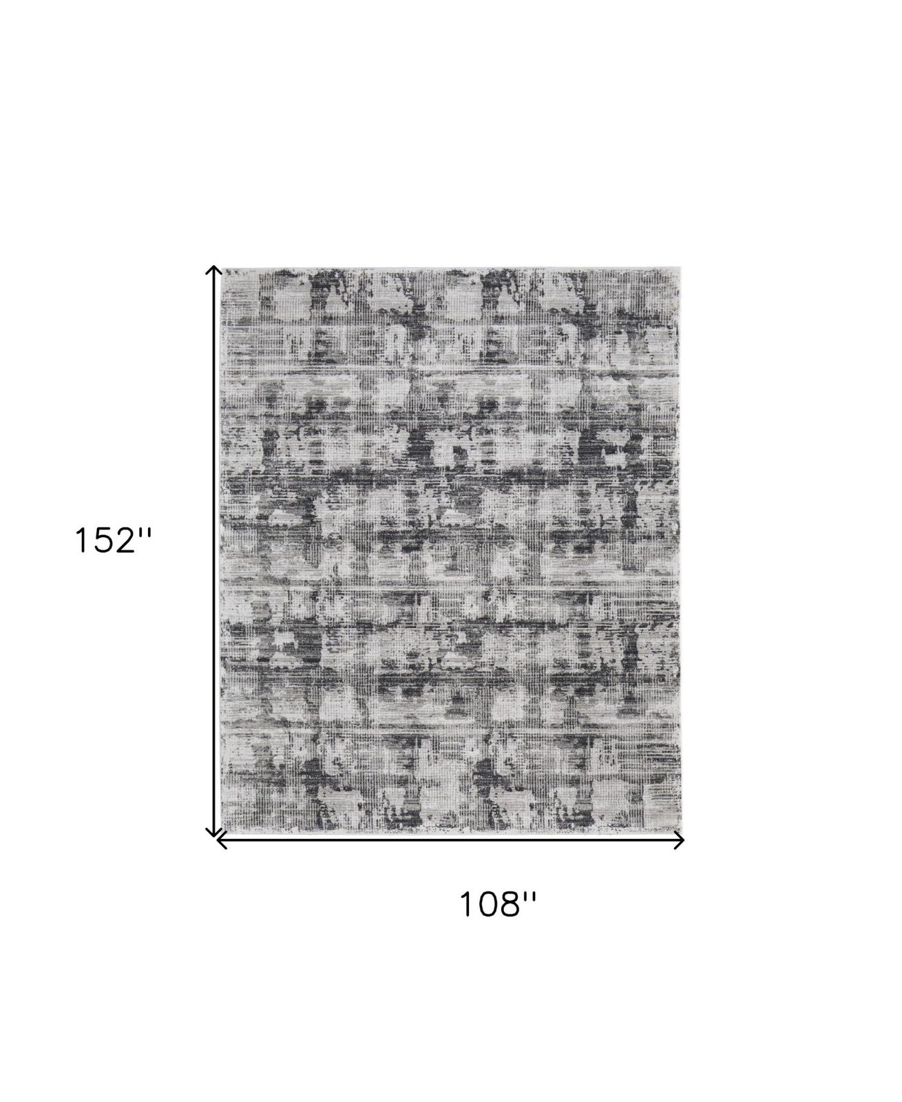 9′ X 13′ Gray and Ivory Abstract Area Rug