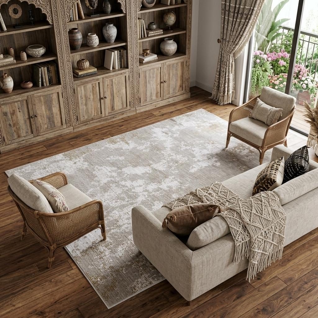 8′ X 10′ Gray Brown and Ivory Abstract Area Rug