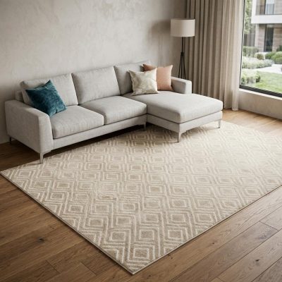 8′ X 10′ Beige Geometric Area Rug