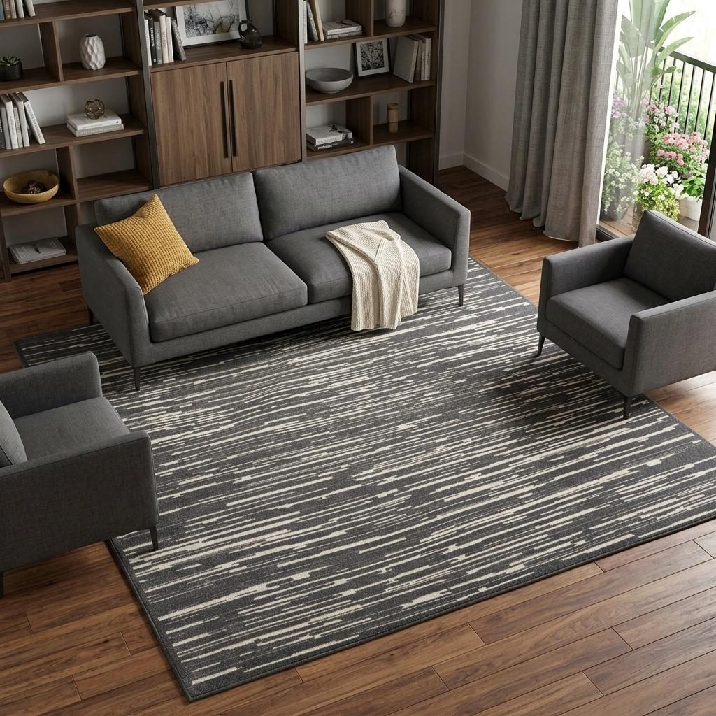 8′ X 10′ Gray Geometric Area Rug