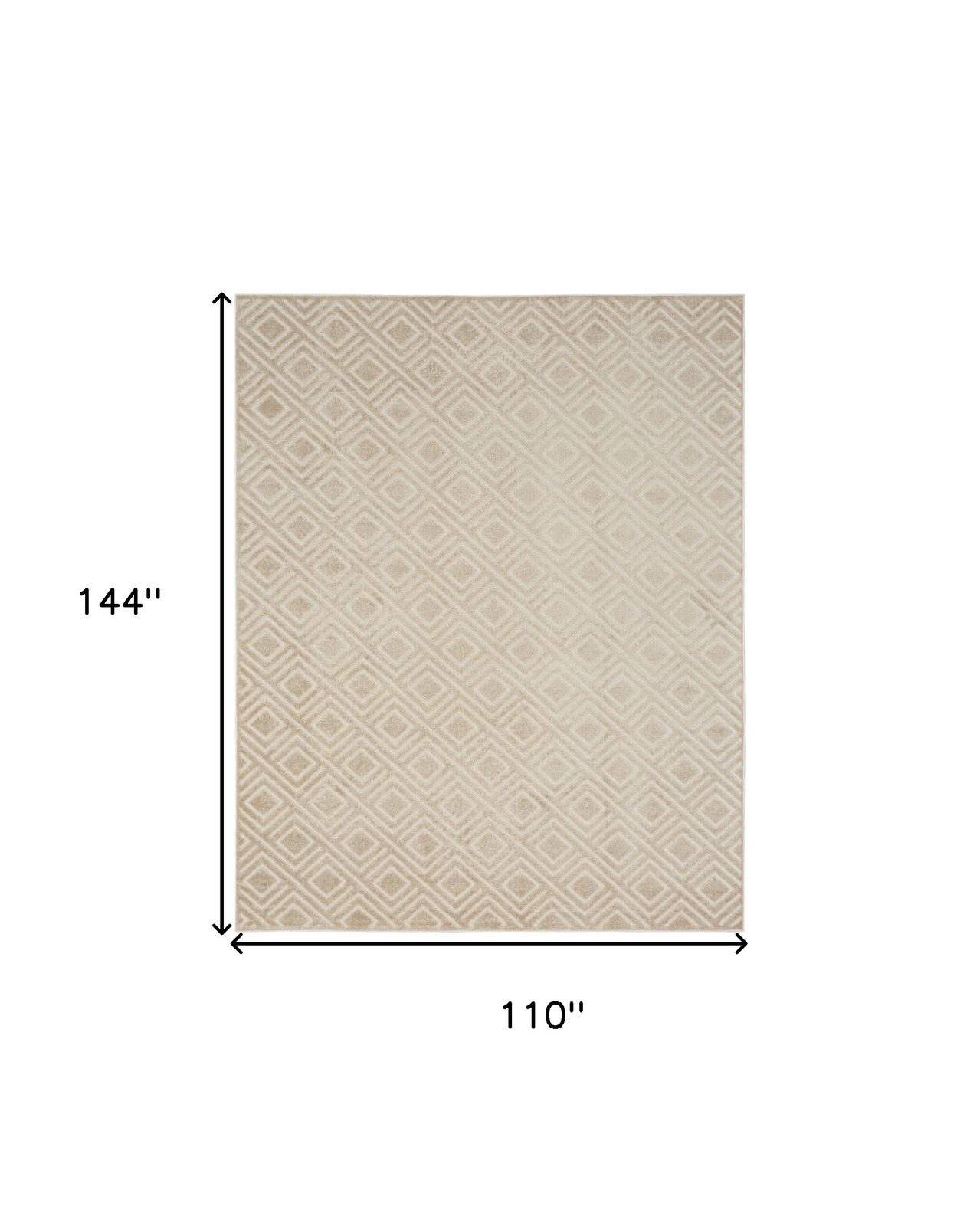 9′ X 12′ Beige Geometric Area Rug