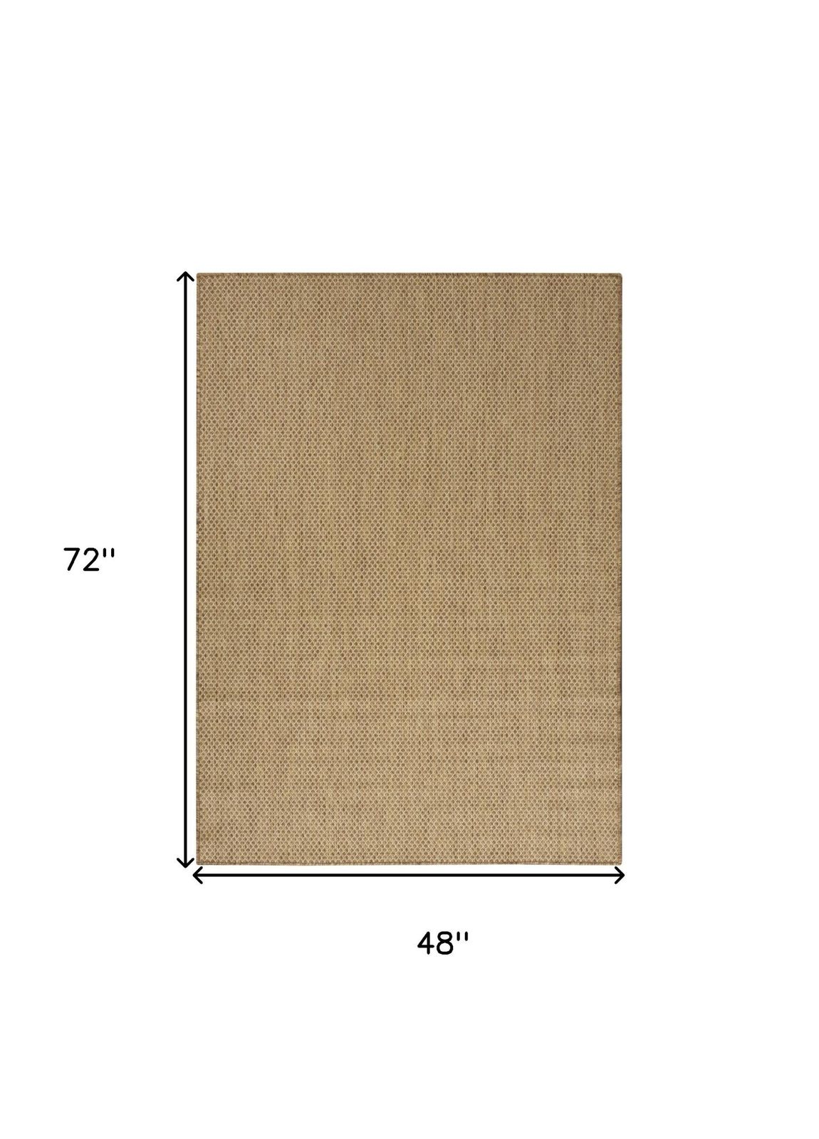 4′ X 6′ Tan and Brown Geometric Indoor-Outdoor Area Rug