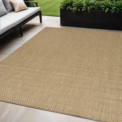 5′ X 7′ Tan Brown Geometric Indoor Outdoor Area Rug