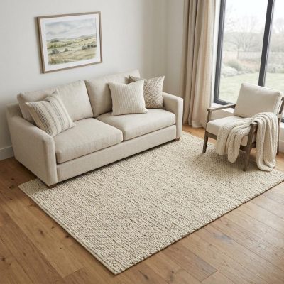 5′ X 7′ Ivory Jute Hand Woven Area Rug
