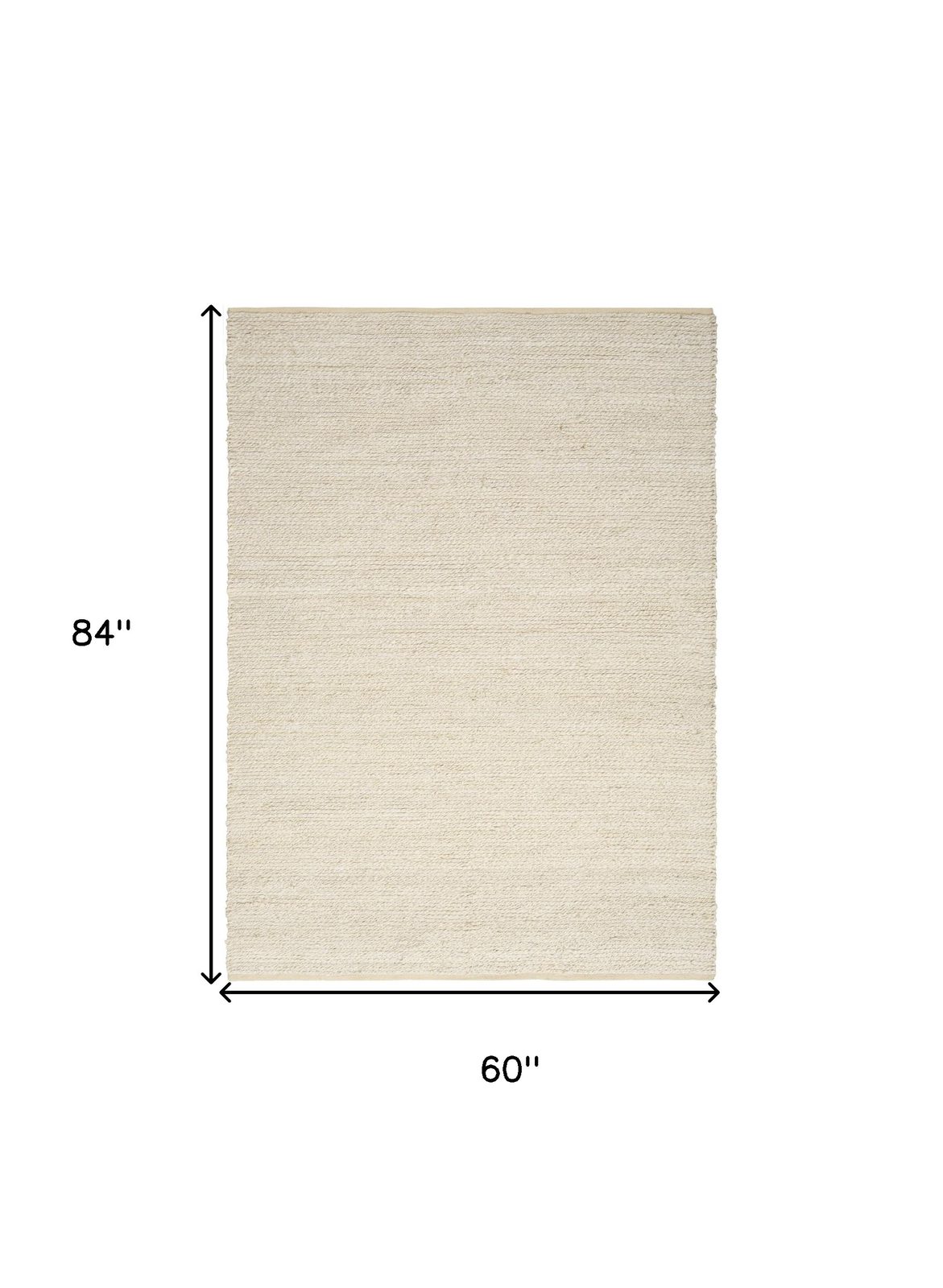 5′ X 7′ Ivory Jute Hand Woven Area Rug