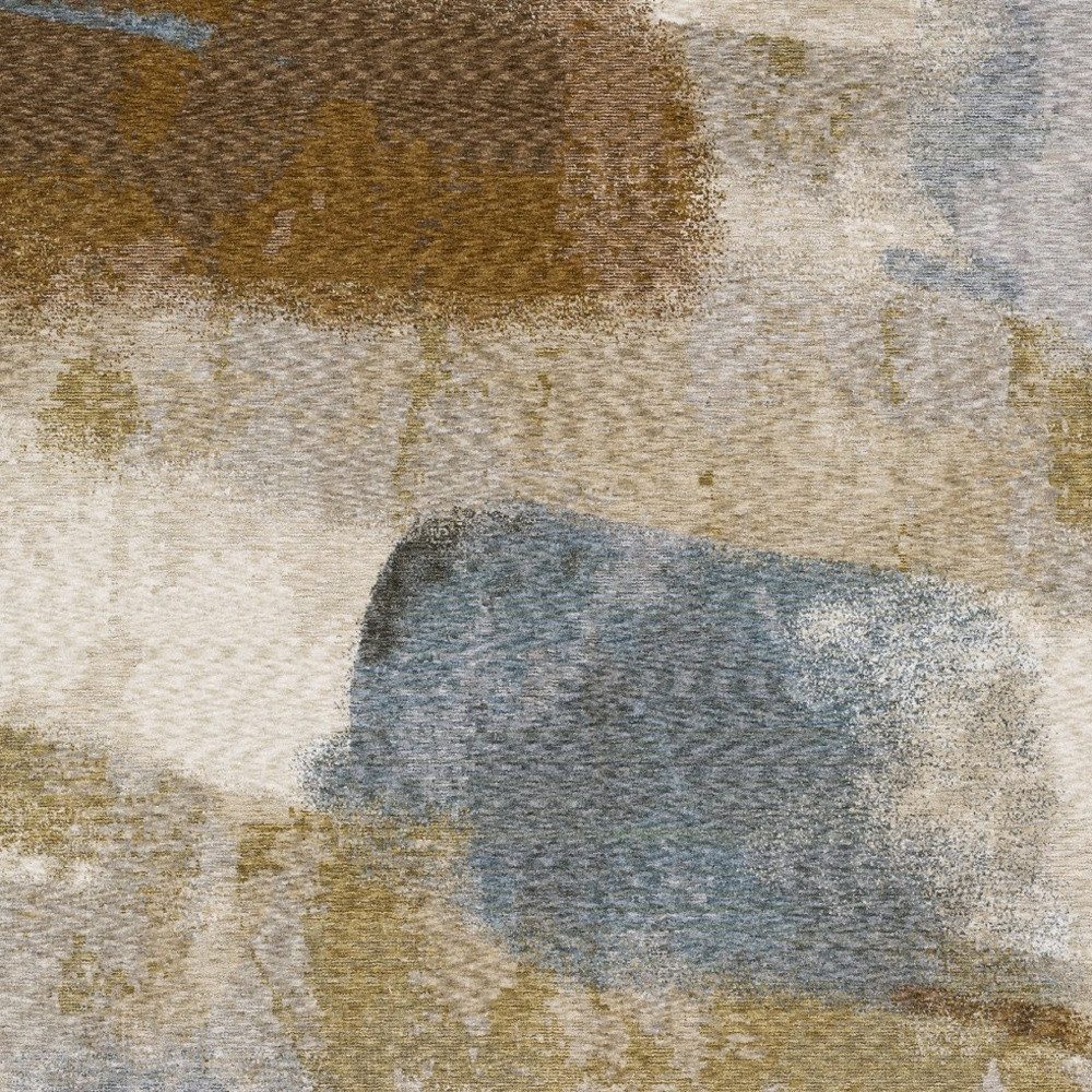 5′ X 8′ Beige Rust Abstract Distressed Fringe Area Rug