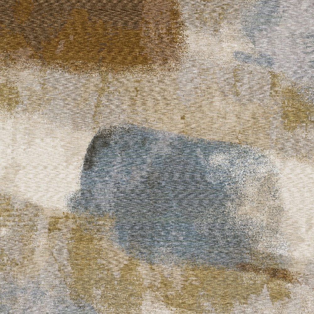 10′ X 13′ Beige Rust Abstract Distressed Fringe Area Rug