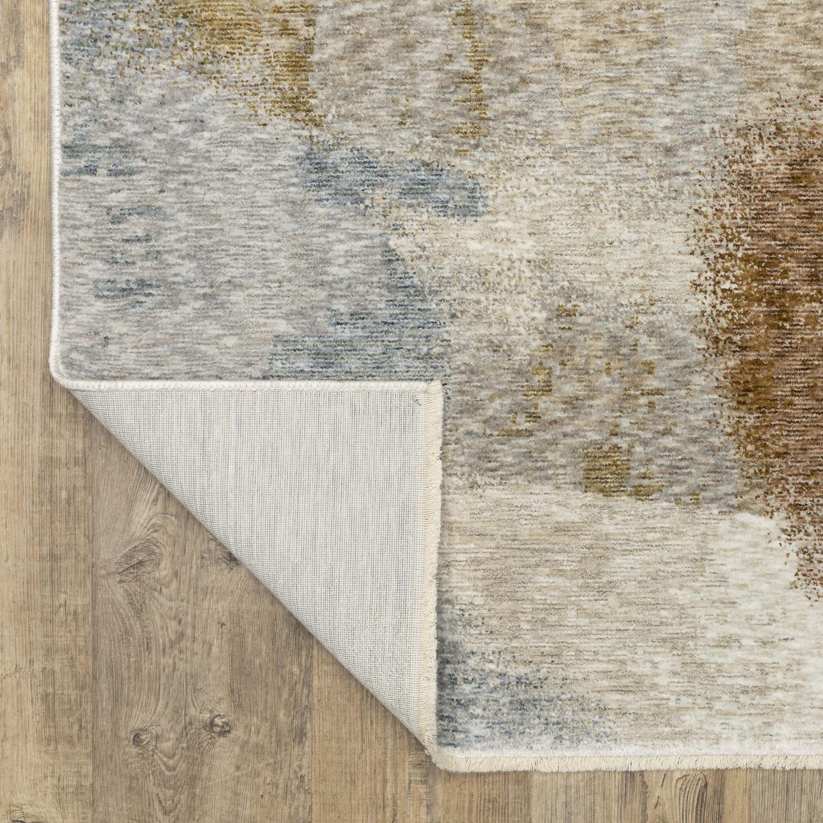10′ X 13′ Beige Rust Abstract Distressed Fringe Area Rug