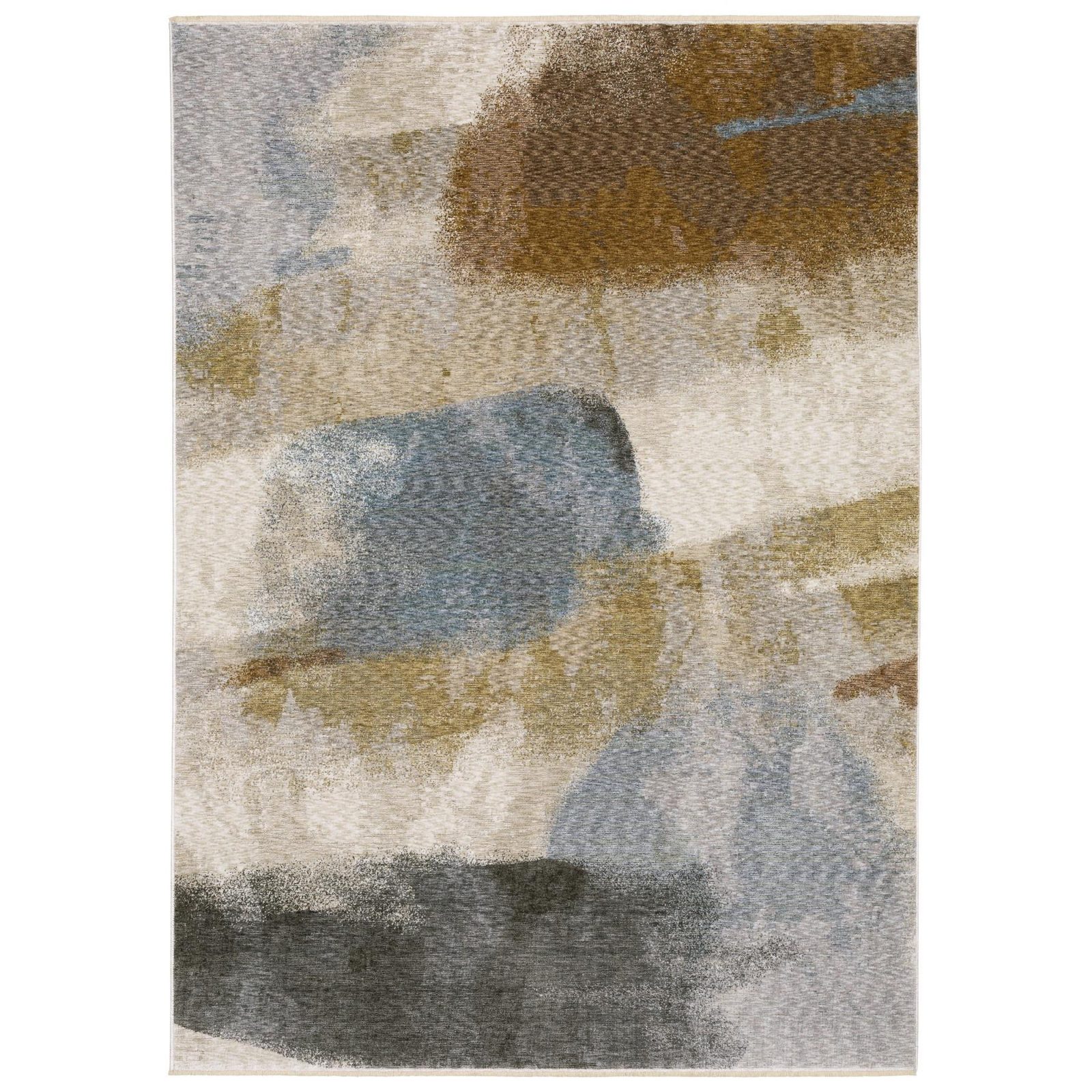 7′ × 10′ Beige And Rust Abstract Distressed Area Rug