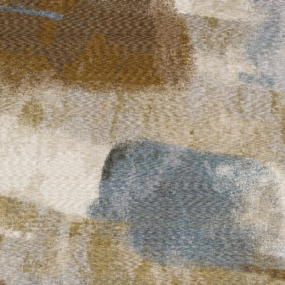 8′ X 11′ Beige and Rust Abstract Distressed Area Rug
