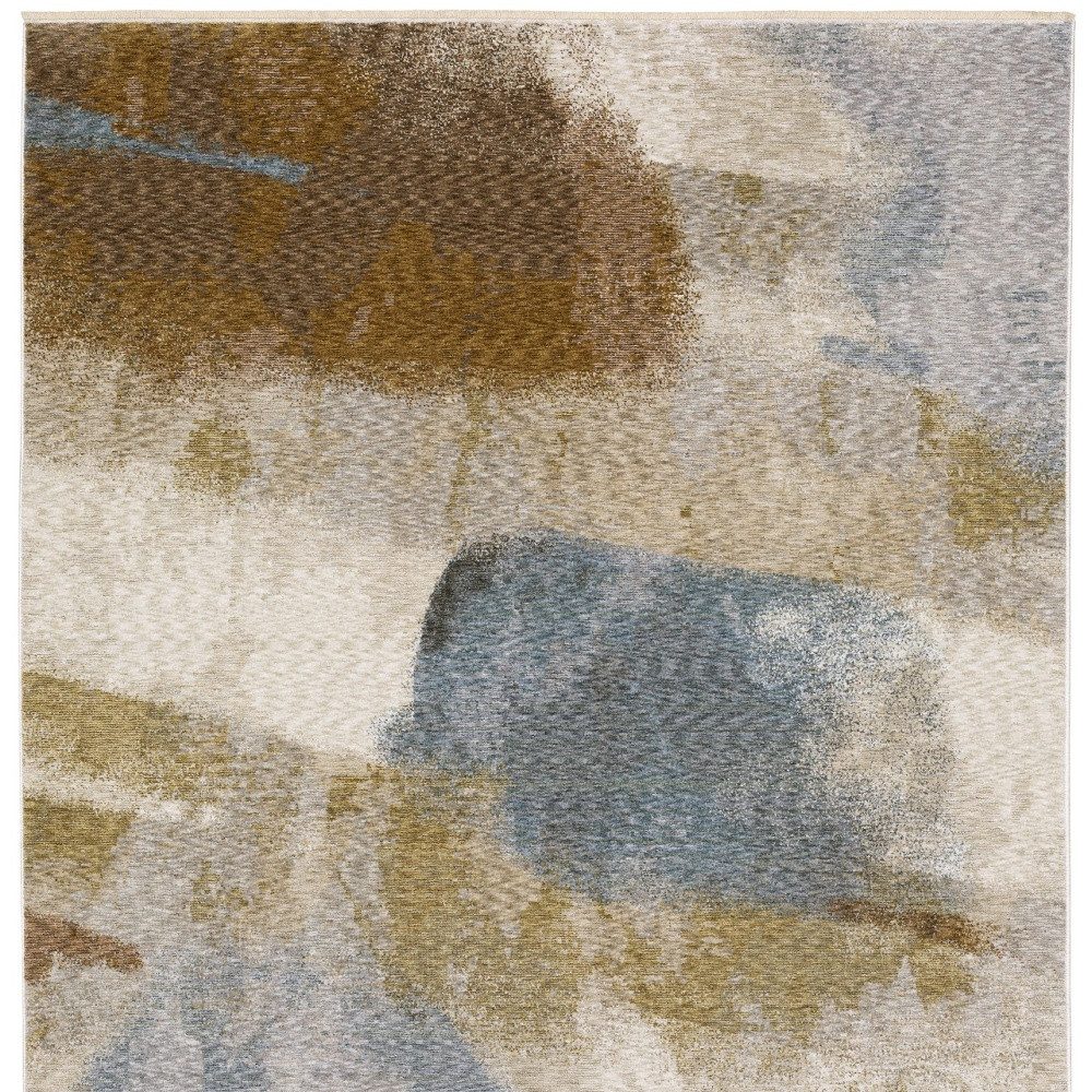 8′ X 11′ Beige and Rust Abstract Distressed Area Rug