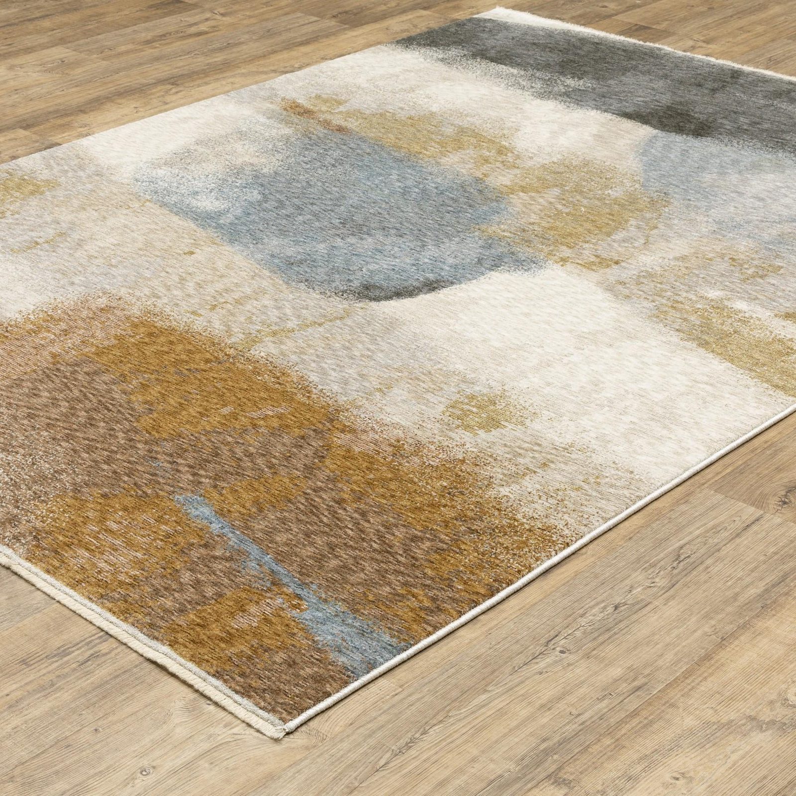8′ X 11′ Beige and Rust Abstract Distressed Area Rug