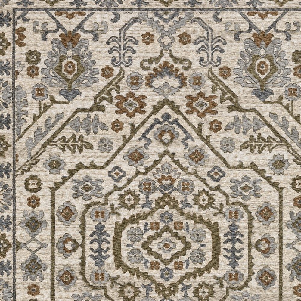 4′ X 6′ Ivory And Rust Floral Fringe Area Rug