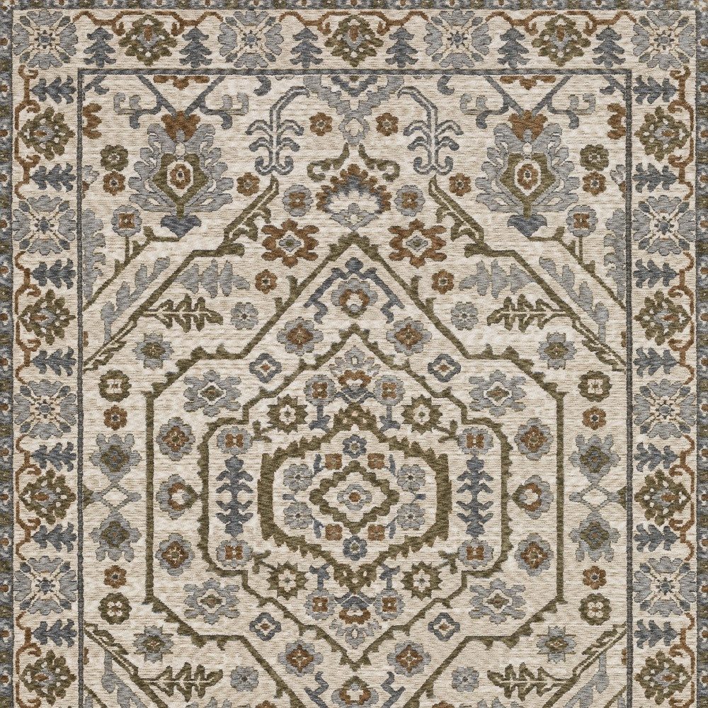 4′ X 6′ Ivory And Rust Floral Fringe Area Rug