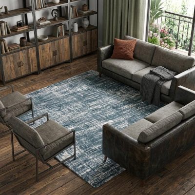 7′ X 10′ Gray And Ivory Geometric Area Rug