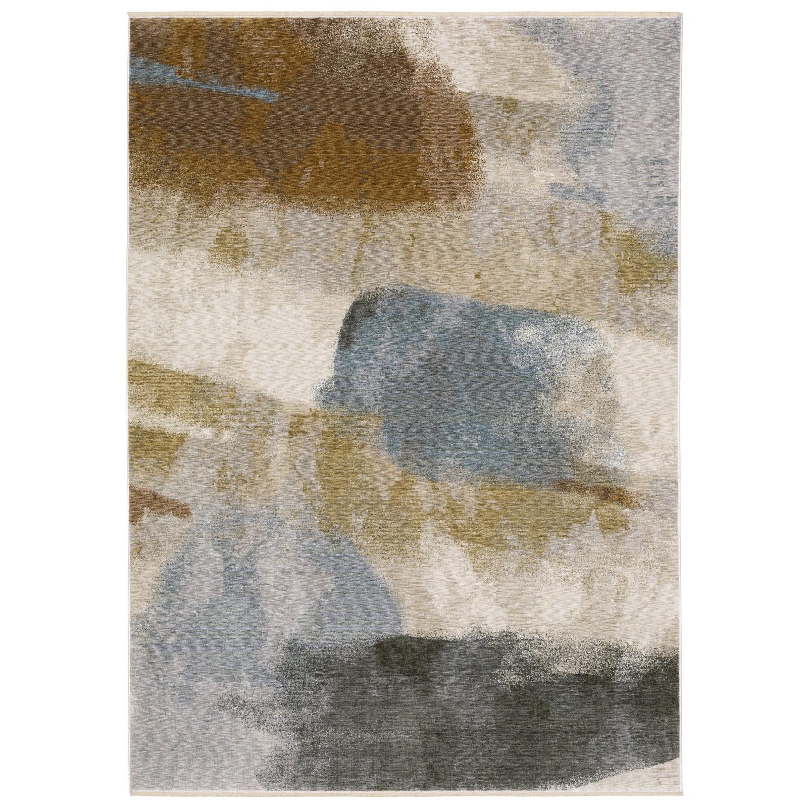 3′ X 5′ Beige and Rust Abstract Fringe Area Rug