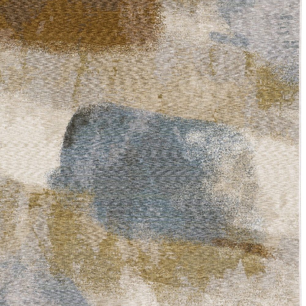 3′ X 5′ Beige and Rust Abstract Fringe Area Rug