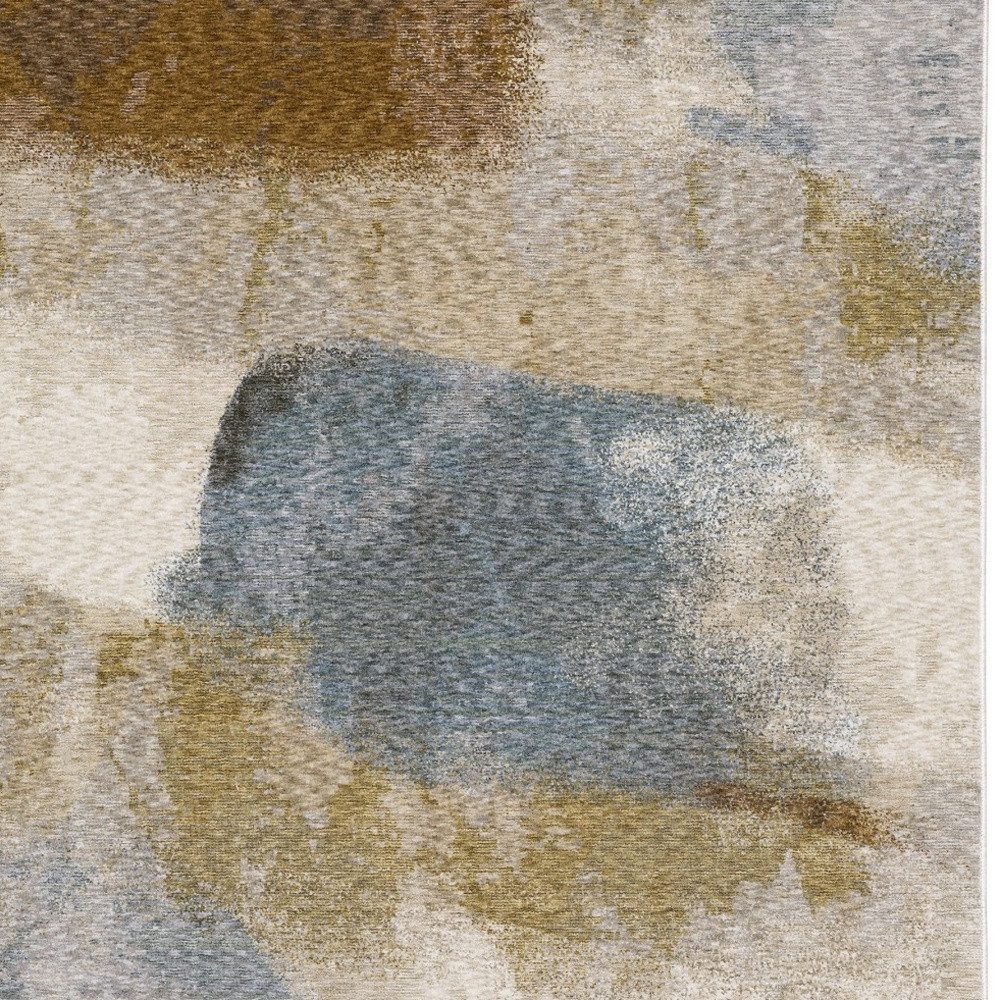 3′ X 5′ Beige and Rust Abstract Fringe Area Rug