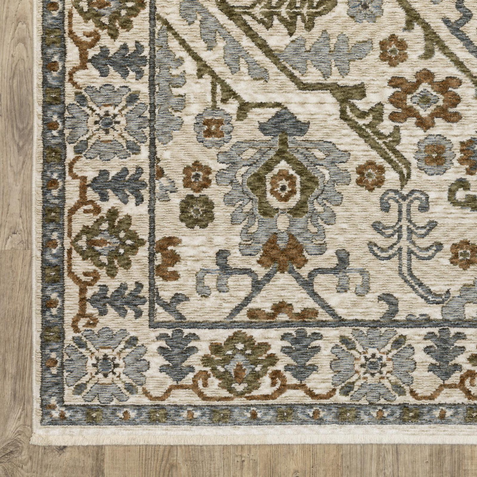 8′ Ivory And Rust Floral Runner Rug With Fringe