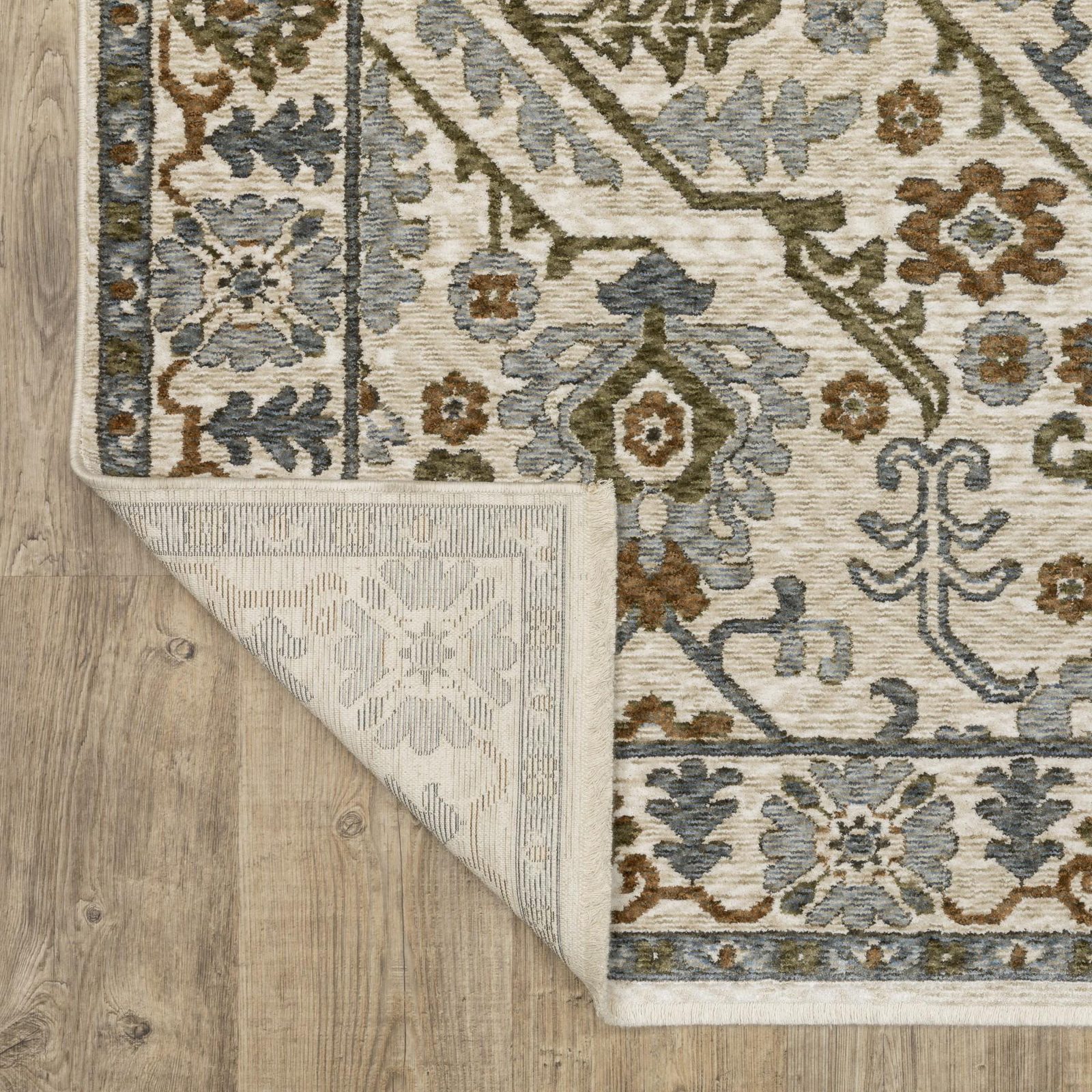 8′ Ivory And Rust Floral Runner Rug With Fringe