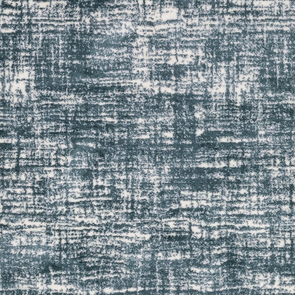 8′ Teal And Ivory Geometric Runner Rug