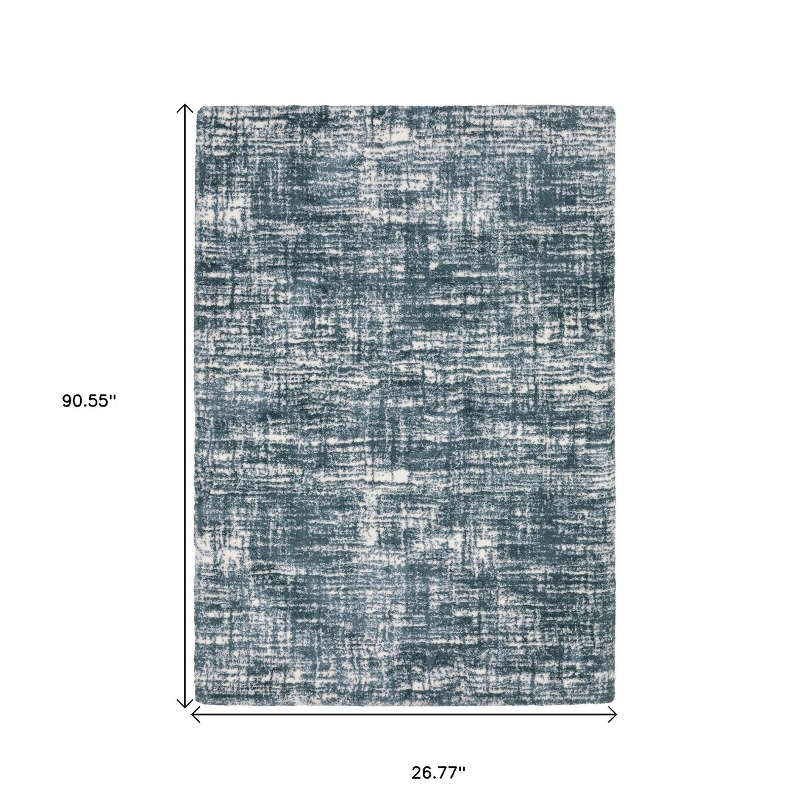 8′ Teal And Ivory Geometric Runner Rug