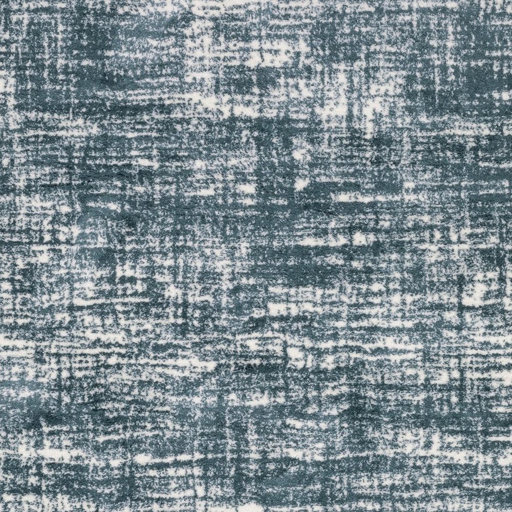 8′ Teal And Ivory Geometric Runner Rug