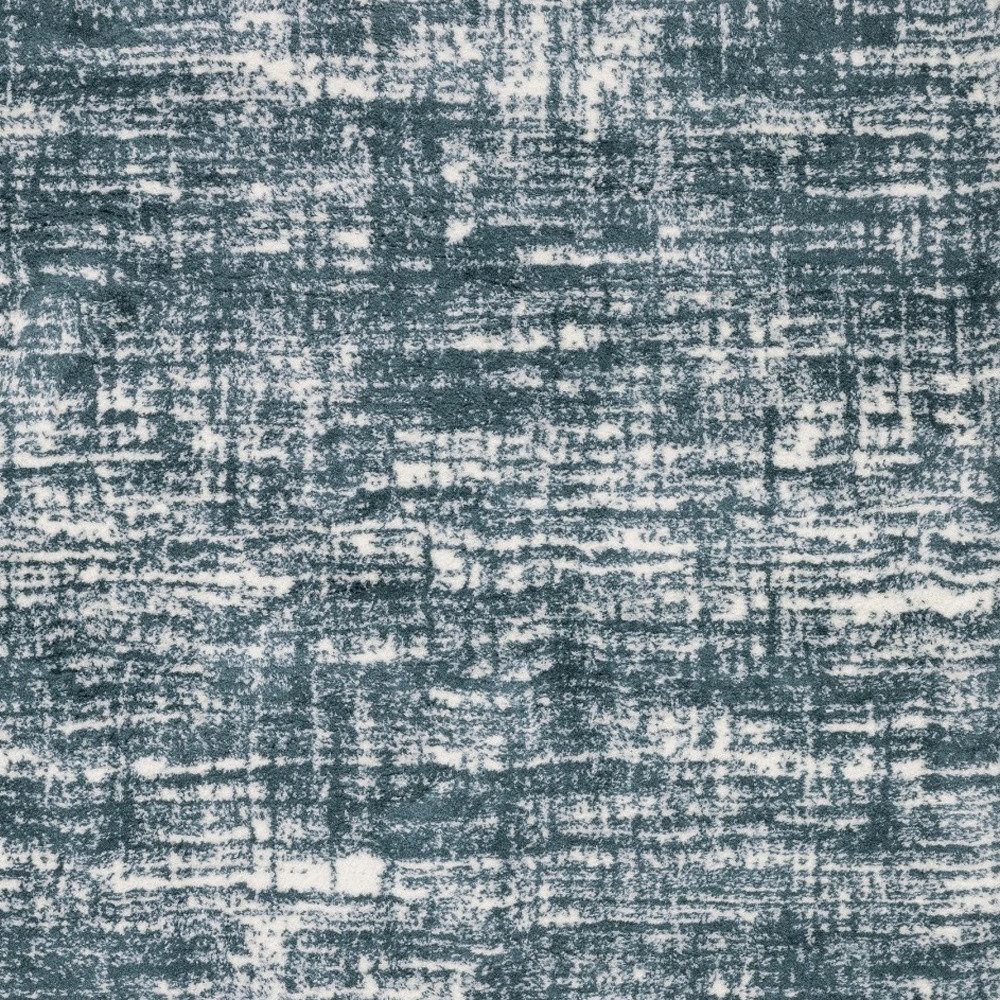 8′ Teal And Ivory Geometric Runner Rug