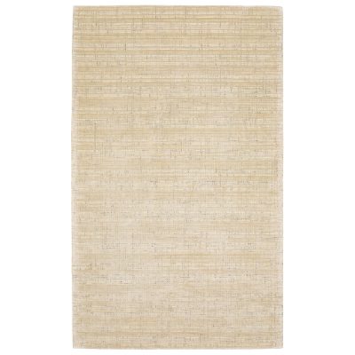 Beige and Ivory Striped Viscose Wool Rectangle Area Rug