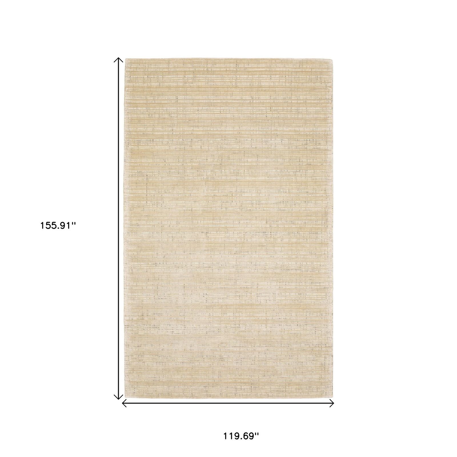 Beige and Ivory Striped Viscose Wool Rectangle Area Rug