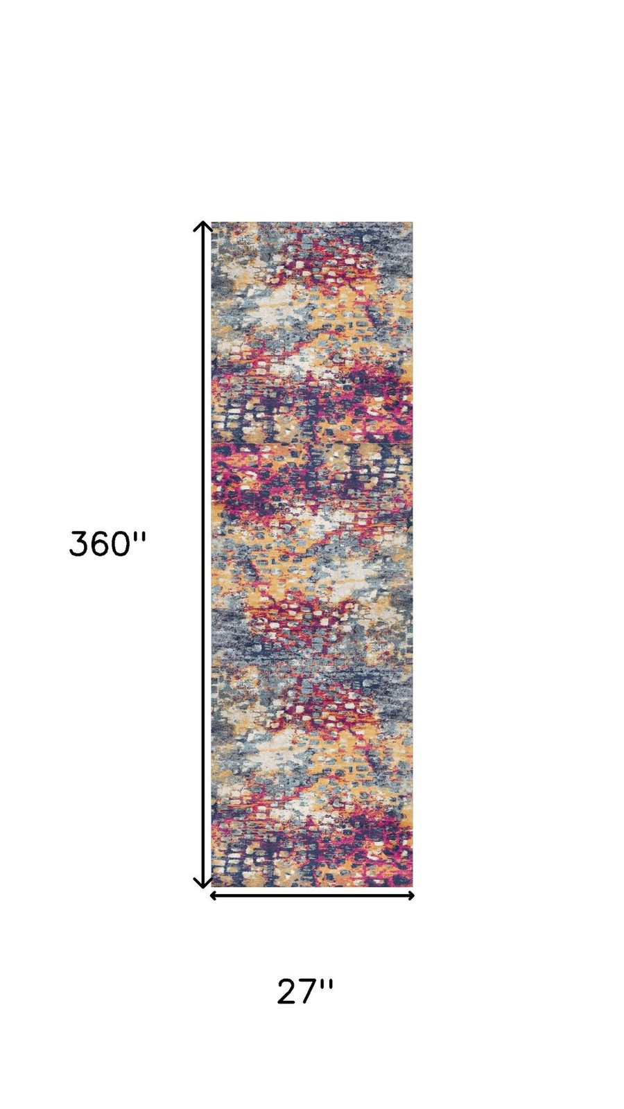 2′ X 30′ Yellow And Blue Abstract Area Rug