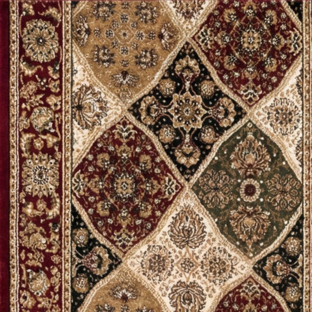 Red and Black Polypropylene Moroccan Area Rug, 9′ Runner