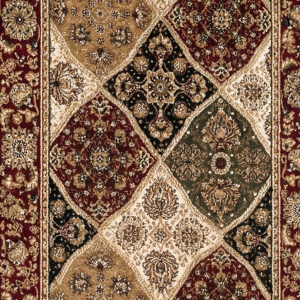 Red and Black Polypropylene Moroccan Area Rug, 2′ × 7′