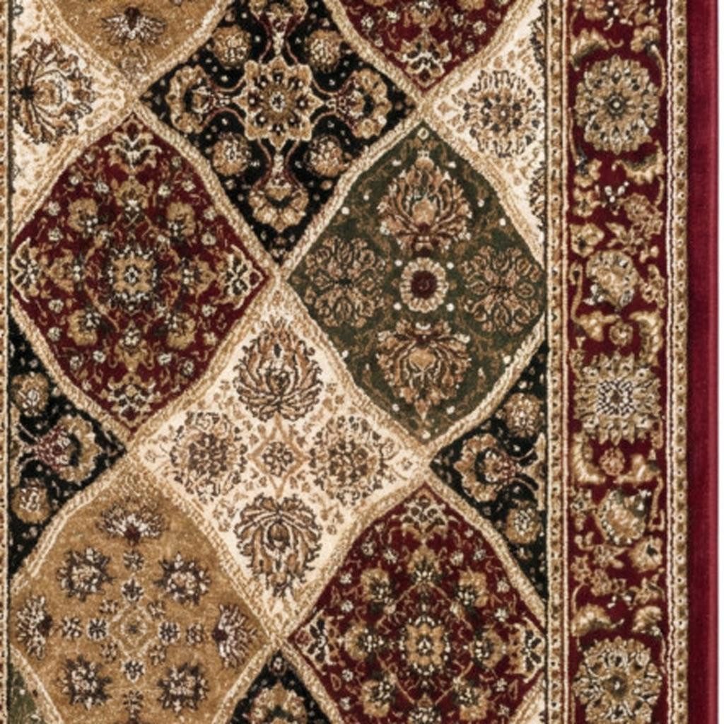Red and Black Polypropylene Moroccan Area Rug, 2′ × 30′