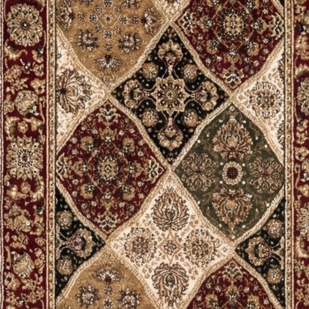 Red and Black Polypropylene Moroccan Area Rug, 2′ × 25′