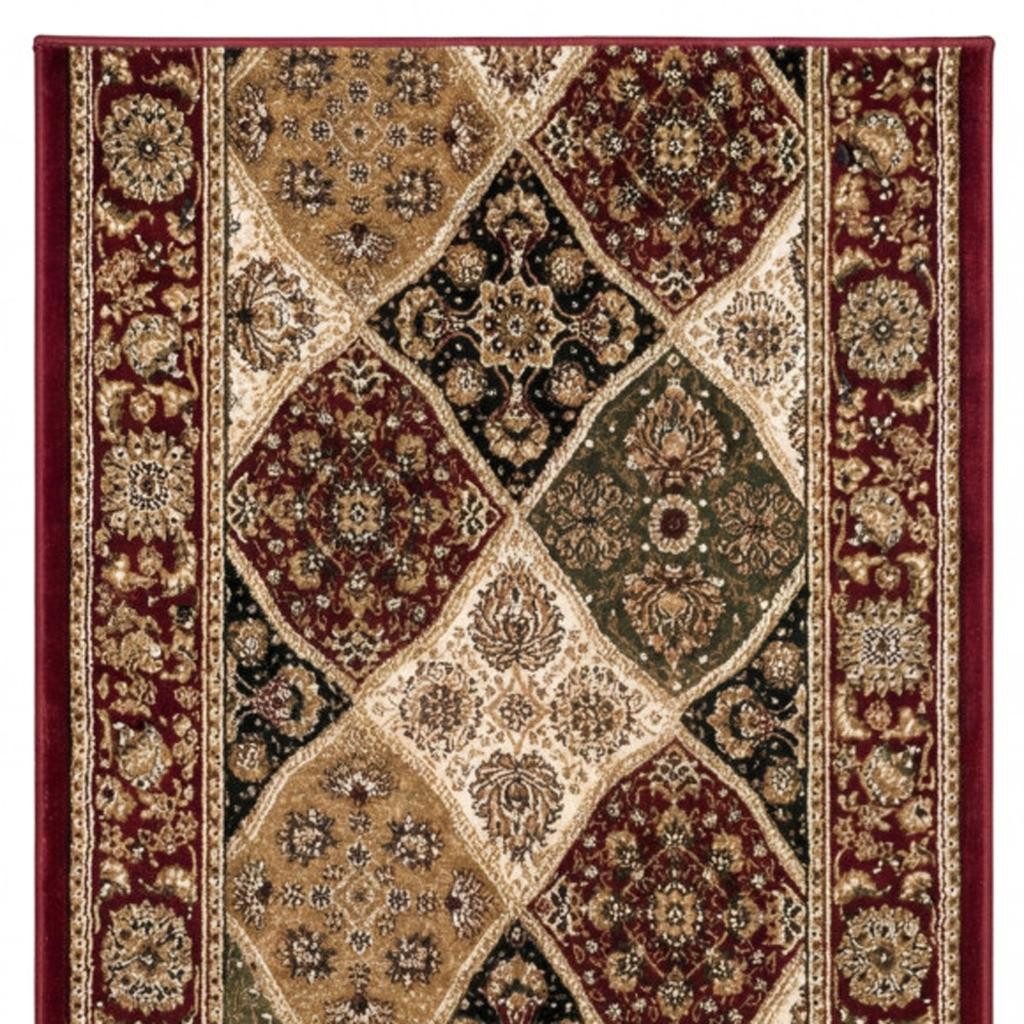 Red and Black Polypropylene Moroccan Area Rug, 19′ Runner
