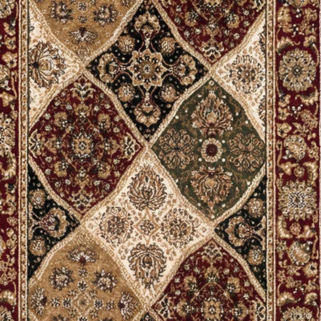 Red and Black Polypropylene Moroccan Area Rug, 17′ Runner