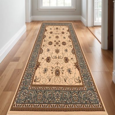 30′ Dark Gray Tan and Brown Oriental Runner