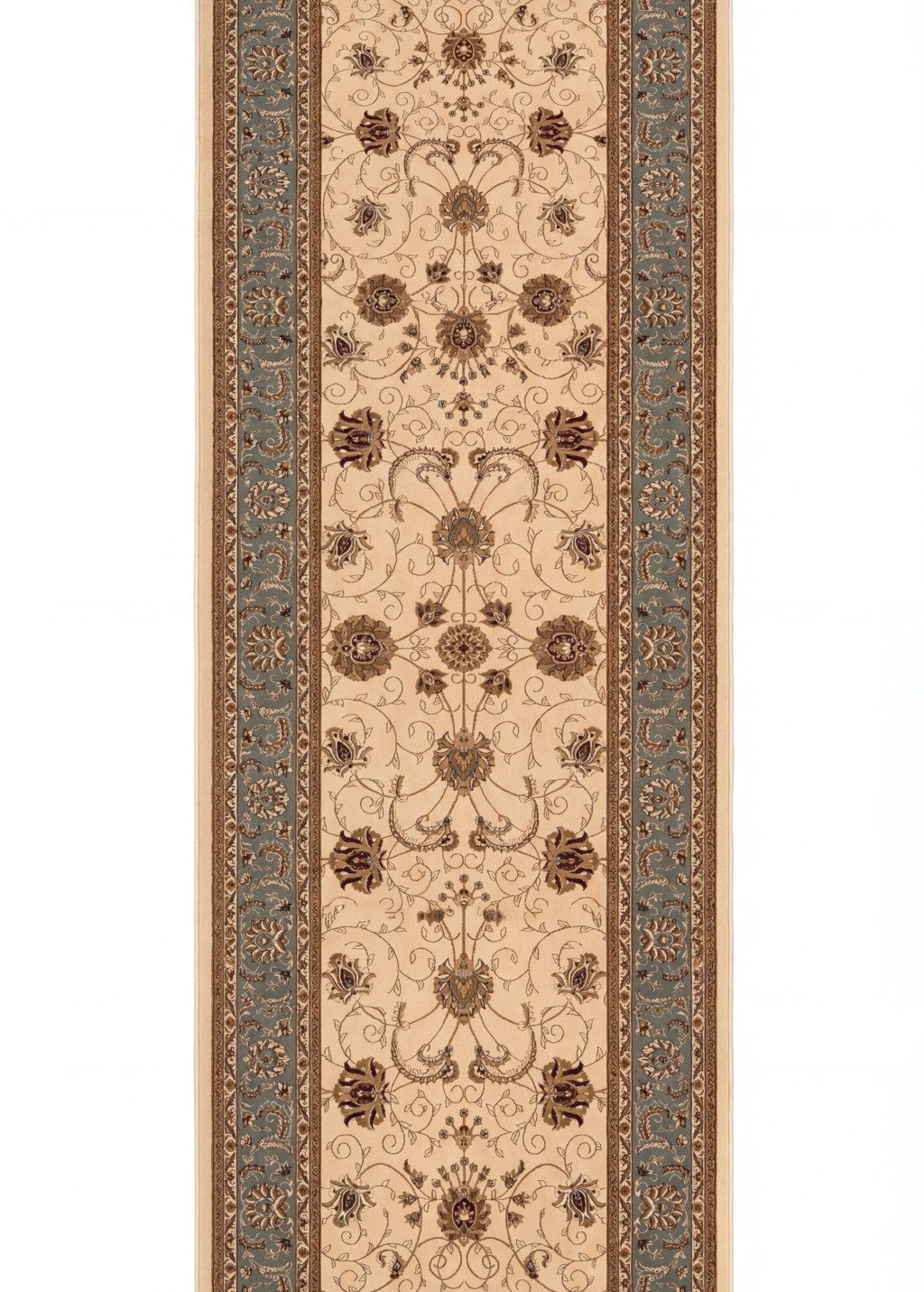 19′ Dark Gray Tan and Brown Oriental Runner Rug