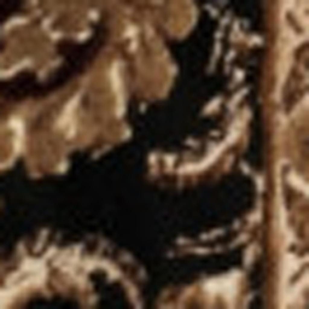 7′ Black Tan And Brown Oriental Runner