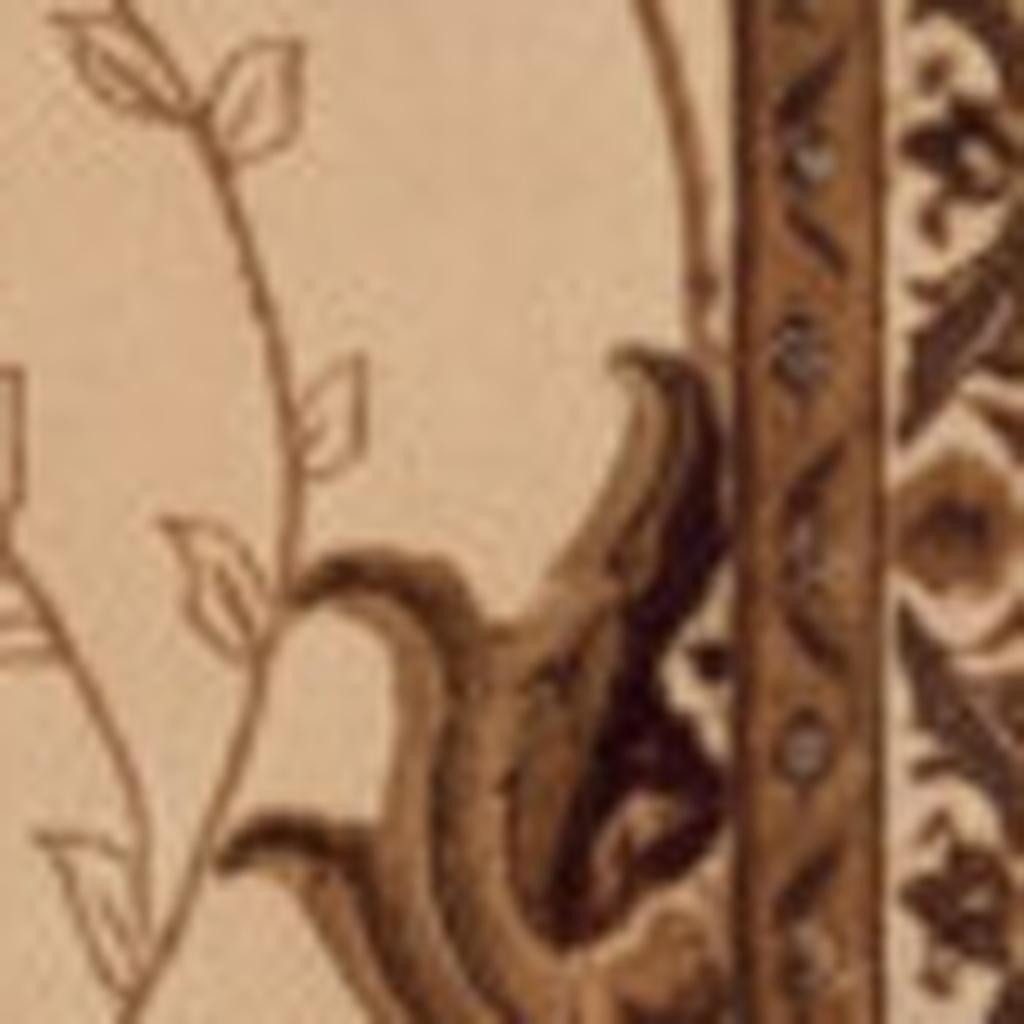 9′ Tan and Brown Oriental Runner Rug