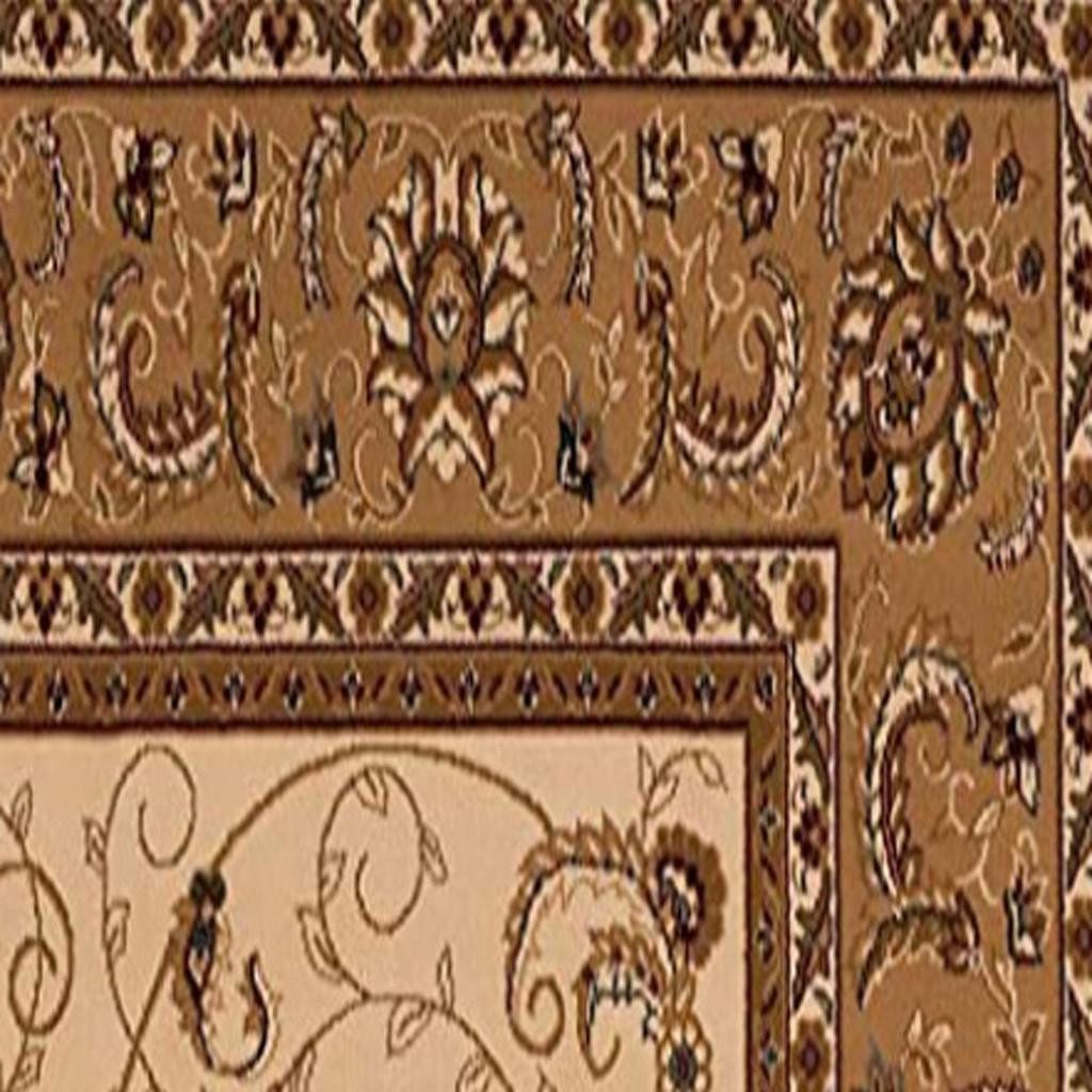 25′ Tan and Brown Oriental Runner Rug