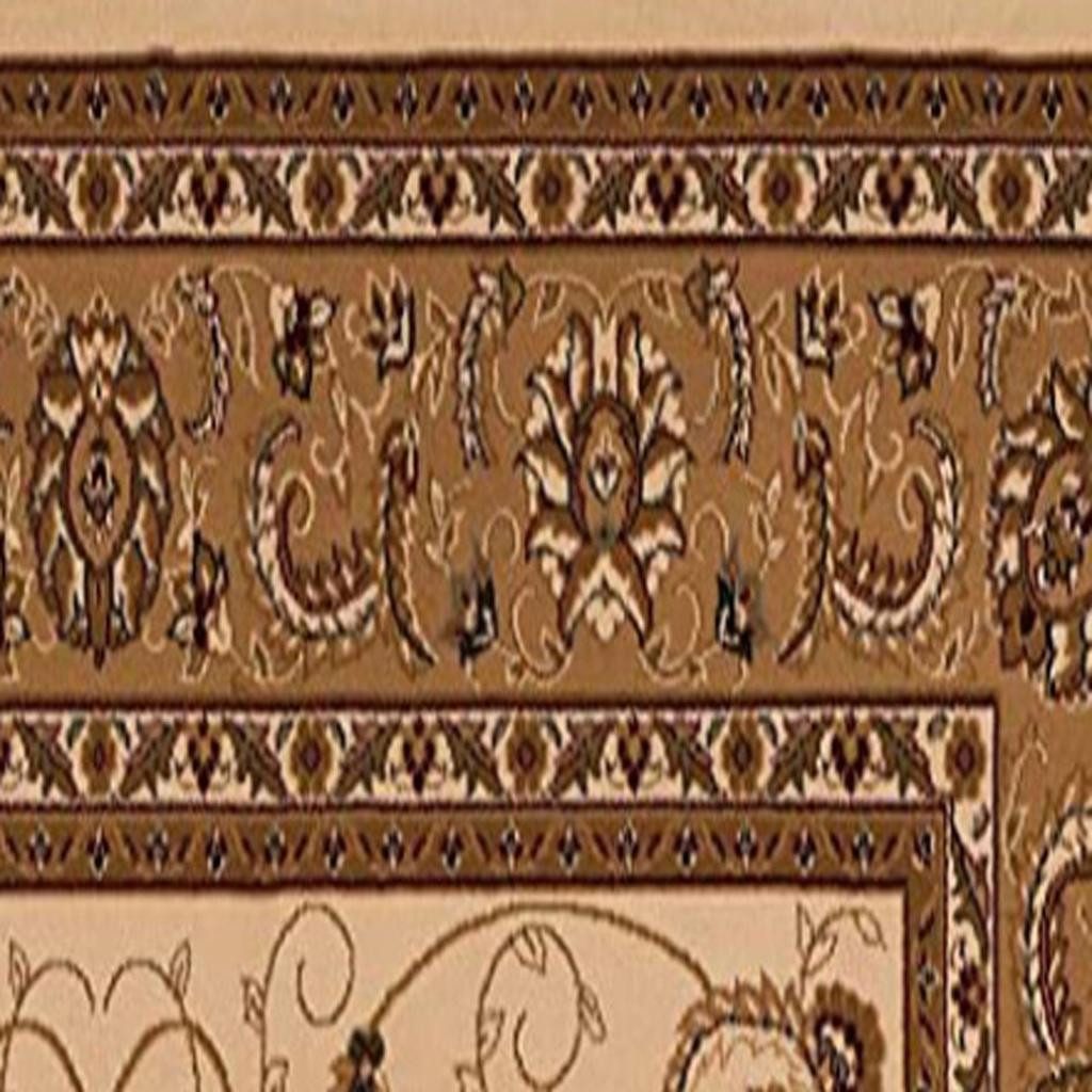 19′ Tan And Brown Oriental Runner Rug