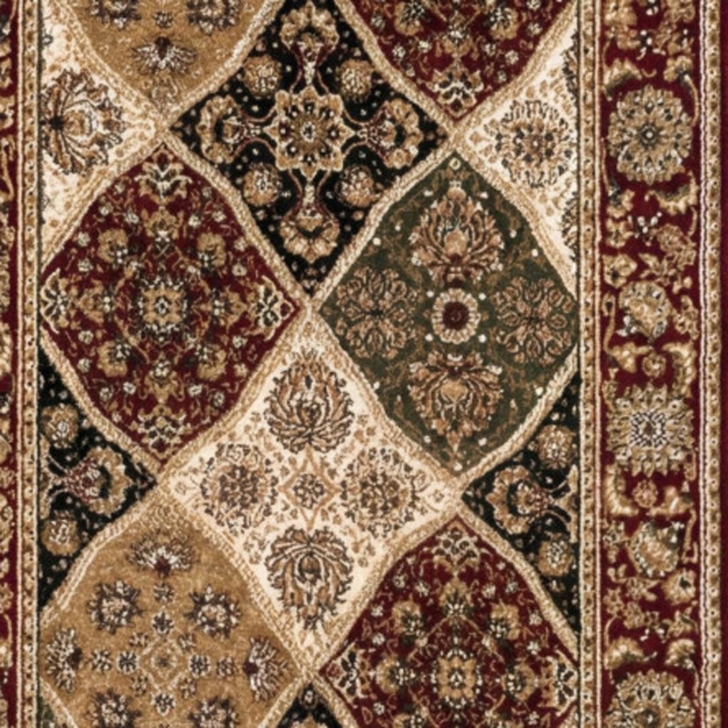 Red and Black Polypropylene Moroccan Area Rug, 16′ Runner