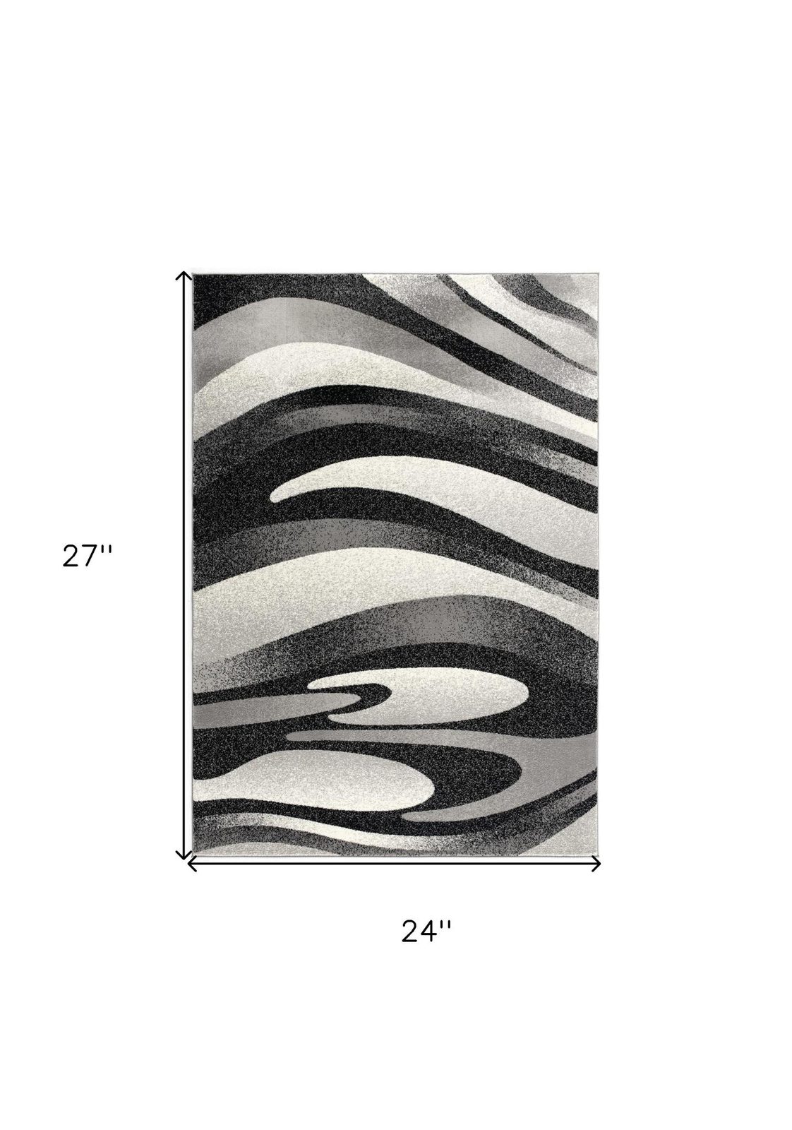 2′ X 2′ Black and Gray Abstract Square Rug