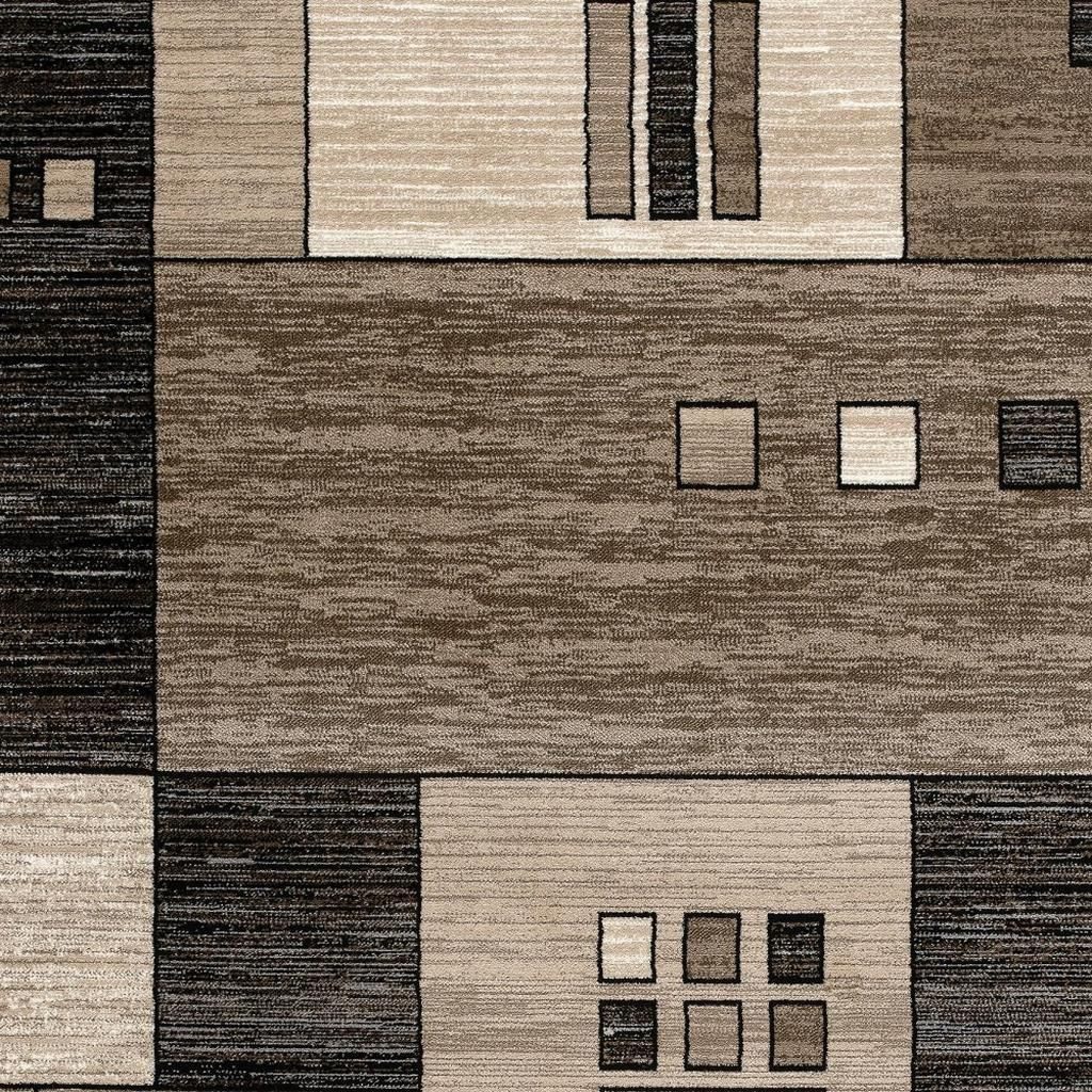 2′ X 2′ Brown and Beige Geometric Square Area Rug