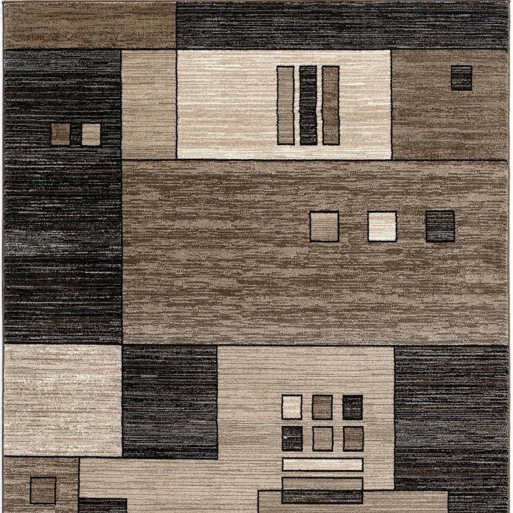 2′ X 2′ Brown and Beige Geometric Square Area Rug